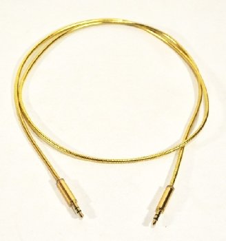 Кабель AUX (mini jack 3.5 mm) стальной штекер, метал оплетка, без упаковки, L 1м,  розовое золото 