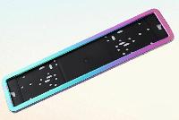 Рамка номера пластик с защелкой, край металл хамелеон,  JTY-G04