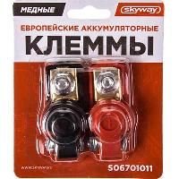 Клемма АКБ латунное покрытие, под гайку, с изоляцией, блистер, к-т SKYWAY S06701011 (1/100) EuroType