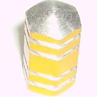 Колпачок для камеры металлический шестигранный с полосками, металлик желтый, 4 шт, к-т VC-135