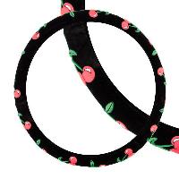 Оплетка вельвет гладкая Glamour-5, M (37-39 см) черная с рисунком Вишенки SKYWAY S01106003 