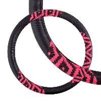 Оплетка экокожа гладкая, M (37-39 см) Черная, 3 черно-розовые вставки  ECO SKYWAY S01102275