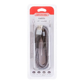 Кабель USB для зарядки Android(microUSB), L 2 м, 2А, 10Вт, в тканевой оплетке, серый S09602011 SW