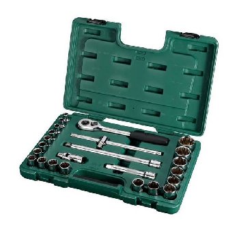 Головки торцевые 1/2" 12 граней (24 предмета) 9-32 мм, кейс, к-т  09060 SATA  (1/4)
