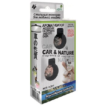 Ароматизатор подвесной жидкий флакон стекло/дерево Car&Nature, Альпийская свежесть (2х3мл),CNL-145