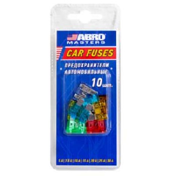 Предохранитель флажковый  (блистер 10 шт.) 5A-30A; к-т №9  ABRO FU-AI381-9-AS