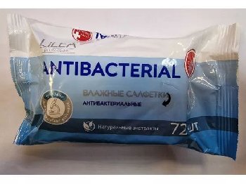 Салфетки влажные для очистки рук антибактериальные (72 шт), к-т  LILEA 
