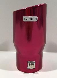 Насадка на глушитель d60D75L150мм, косой выход, округлый край, красный металлик TM-683-RB