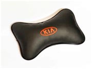 Подушка подголовник Косточка экокожа, Черная, логотип MITSUBISHI