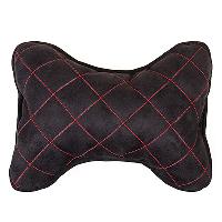 Подушка подголовник Косточка экозамша, Черная, строчка красная SKYWAY S08003002