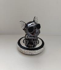 Ароматизатор на панель TM-862 Бульдог в очках, стразы, черный (Colonge) 