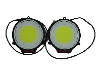Ходовые огни диодные COB круглые D 9 см белые/желтые, надпись TOYOTA на корпусе, 2 шт,  к-т 