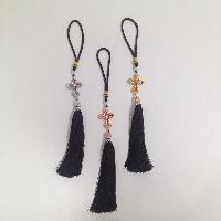 Подвеска салонная КИСТОЧКА, Крест со стразами, Серебро, шт.    452 Tassel/ 010