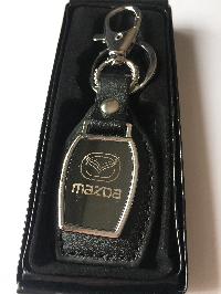 Брелок кожа/металлический с карабином и кольцом, MAZDA (50843)