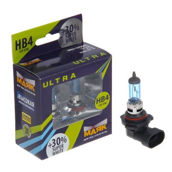 Лампа галогеновая HB4 (9006) 12V 55W P22d Super White+30 (89006SW+30) 2шт, к-т Маяк Ultra 