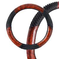 Оплетка экокожа, вставки под дерево Wood-3, M (37-39 см) Черная, массажные вставки SKYWAY S01102057