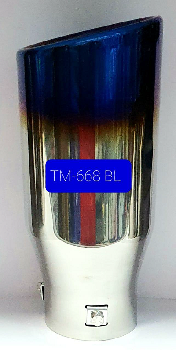 Насадка на глушитель d75D 90 L195/220мм, косой выход, синий хром   арт ТМ-668-BL