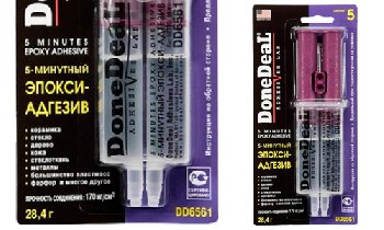 Клей двухкомпонентный эпоксидный прозрачный в шприце, 5 минут, 28.4 г  DoneDeaL DD6561 (уп12 шт)