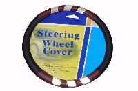 Оплетка экокожа комбинированная спорт L черный/ бордовый/ полосы золото лак   VA 1203-40