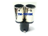 Насадка на глушитель d60D60L170мм, округлый край, раздвоенная, хром с черной полосой, TM-1991BK