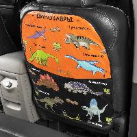 Накидка защитная спинки сидения, ПВХ 60*50см ДИНОЗАВРЫ черно-оранжевый фон SKYWAY S06101038