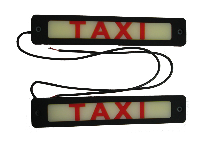 Знак TAXI 4*20мм диодный, керамика, на скотче, белый / красная надпись, 2 шт, к-т 