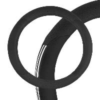 Оплетка экокожа комбинированная Crome-1, M (37-39 см), черная/хромированная полоса SKYWAY S01102055