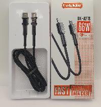 Кабель Type-C/ Type-C, L 1м, 3,1А, 66Вт, тканевая оплетка, черный (в коробке) DK-A218