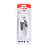 Кабель USB для зарядки iPhone, L 1 метр, 2А, 10Вт, тканевая оплетка, белый  S09601007 SKYWAY