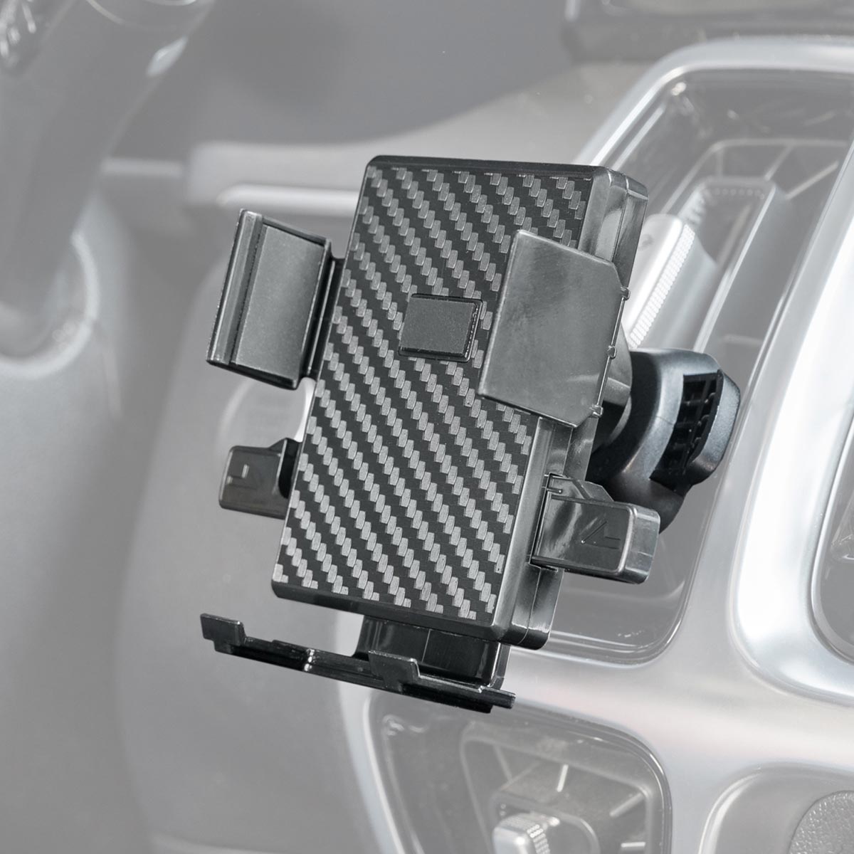 Держатель телефона на дефлектор (шир.58- 85мм), черный карбон SKYWAY S00301042