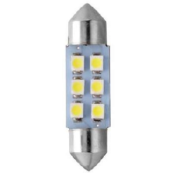 Светодиод T11*36 24V WHITE  6SMD(3,5*2,8) S8,5 (Mаяк) (24T11*36-W/6SMD)
