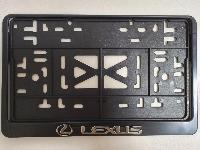 Рамка номера квадратная 290*170, пластик с защелкой черная, надпись LEXUS серебро