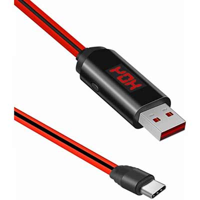 Кабель USB для зарядки iPhone, L 1м, Led дисплей, таймер, резин оплетка, U29, красный, HOCO