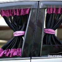 Шторы на окна ткань, 37-42*60 см. M, розово/черный (1701334-165/ 304-01 ВК/P Sweet lady)  AutoLand