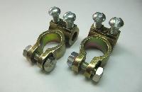 Клемма АКБ МАЛАЯ латунное покрытие, крепление-обжим провода, 2 болта, к-т  (Новосибирск)