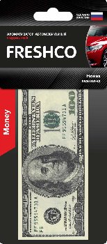 Ароматизатор подвесной пластина Купюра 100$ НОВАЯ МАШИНА  USD-100 (10/40)