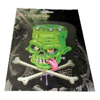 Наклейка-3D голограмма, Череп франкенштейна зеленая, 140*190 мм