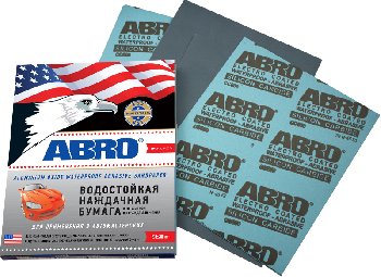 Бумага наждачнaя водостойкая авто №2000 (alumin oxide, 236*280 мм), лист  ABRO SAA-P2000 (уп100 шт)