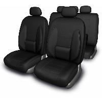 Чехлы экокожа, салон (11 пр) поясничный упор, PROTECT Plus- 9 Черный, к-т  SKYWAY S01301017
