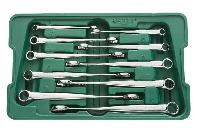 Ключи рожково-накидные ( 10 предметов) 8-19 мм, развернутые края, со смещением, ложемент 08006 SATA