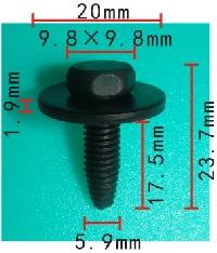Саморез (болт) с шайбой d-5,9мм, L-17,5мм, ключ 10мм (H2034), черный (уп.100шт), шт