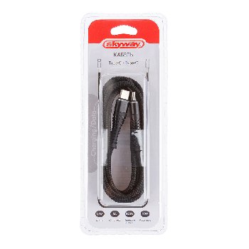 Кабель Type-C/ Type-C, L 1м, 3А, 27Вт, тканевая оплетка, черный S09603010 SKYWAY