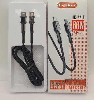 Кабель Type-C/ Type-C, L 1м, 3,1А, 66Вт, тканевая оплетка, черный (в коробке) DK-A218