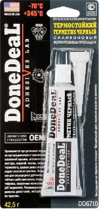 Герметик прокладка термостойкий силиконовый черный,  42.5 g. DONE DEAL  DD6710  (уп.12 шт.) 