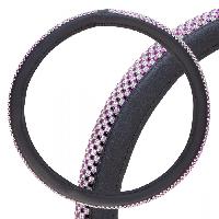 Оплетка экокожа-стразы Crystal-1 M (37-39см) Черная, фиолетовые стразы SKYWAY S01102485 