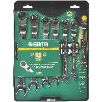 Ключи рожково-накидные с храповиком ( 7 предметов) 10-19 мм, с реверсом, ложемент, к-т  09043 SATA 