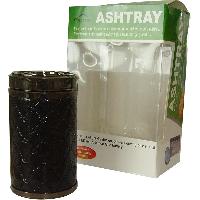 Пепельница-стакан пластик, синяя подсветка крышки, черная кожа лак  WF420 B