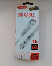 Кабель USB для зарядки iPhone, L 1 метр, 6А, 120Вт, белый (в коробке) DK-A216 
