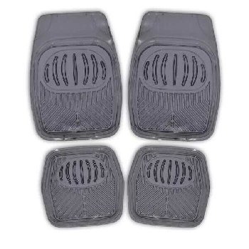 Коврики Cиликон 4 пр (69*48 / 48*48 ) ванночки, Rain-1, черный, к-т  SKYWAY S01702023