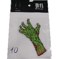 Наклейка декоративная Рука зомби зеленая, левая  CLXT-414